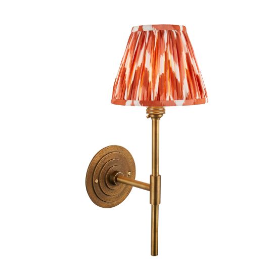 Endon Halo Tall & Zigzag 16cm Wall in Antique Brass & Apricot Orange Fabric