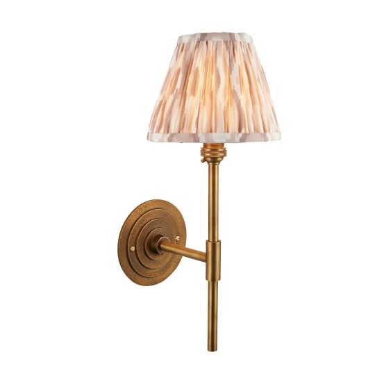 Endon Halo Tall & Ikat 16cm Wall in Antique Brass & Neutral Print Fabric