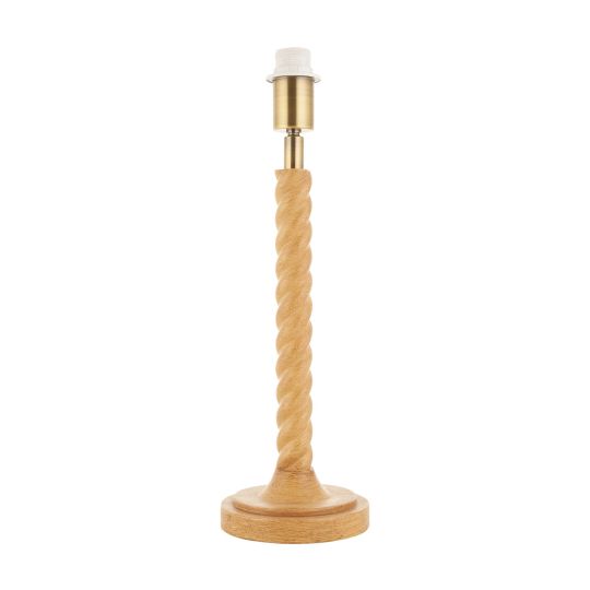 Endon Twist Table Base in Oak Effect Resin & Antique Brass Plate