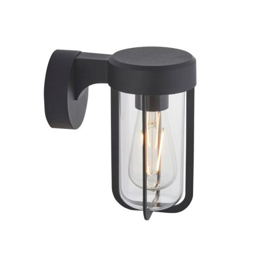 Lucca Wall Light in Textured Black & Clear Glass Shade