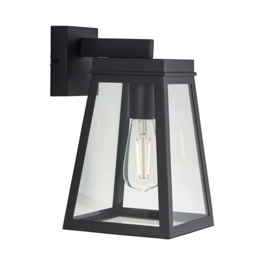 Lymington Wall Light in Textured Black & Clear Glass Shade