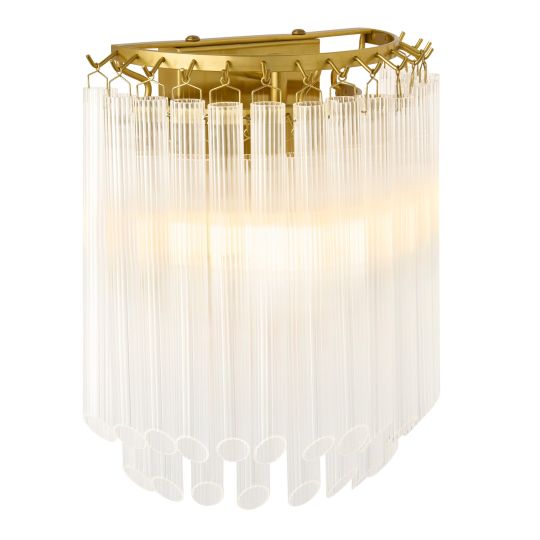 Endon Montpellier Wall in Brushed Aged Brass Plate & Clear Ribbed Glass