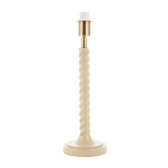 Endon Twist Table Base in Satin Almond White Paint & Antique Brass Plate
