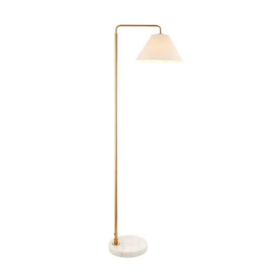 Endon Wallbridge Floor in Brushed Aged Brass Plate, White Marble & Natural Faux Linen