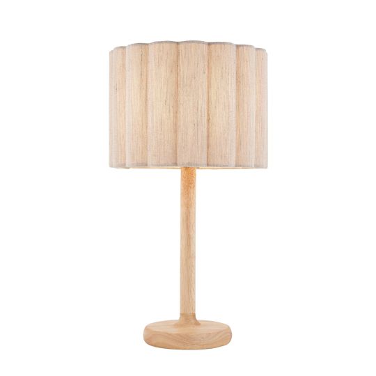 Endon Olson Table in Oak Stained Wood & Natural Fabric