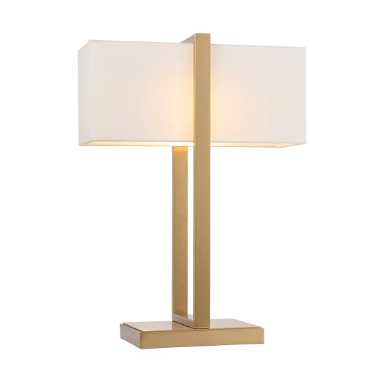 Endon Seattle Table in Brushed Aged Brass Plate & Ivory Cotton Mix