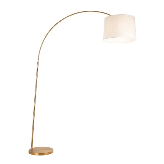 Endon Carlson XL Floor in Warm Brass Plate & Natural Fabric
