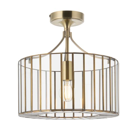 Endon Antalya Flush in Antique Solid Brass With Clear Glass
