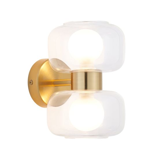 Endon Rossano 2lt Wall in Warm Brass Plate & Clear/Frosted Glass