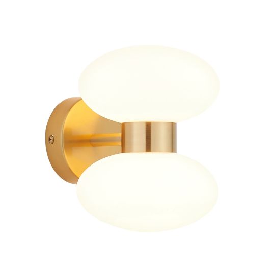 Endon Rossano 2lt Wall in Warm Brass Plate & Opal Glass