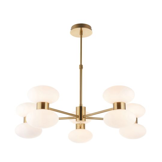 Endon Rossano 10lt Pendant in Warm Brass Plate & Opal Glass