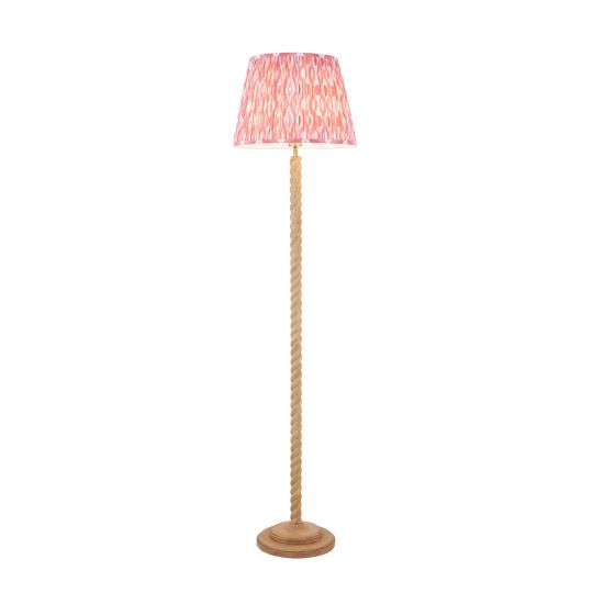 Endon Twist & Ikat 40cm Floor in Oak Effect Resin & Coral Pink Fabric