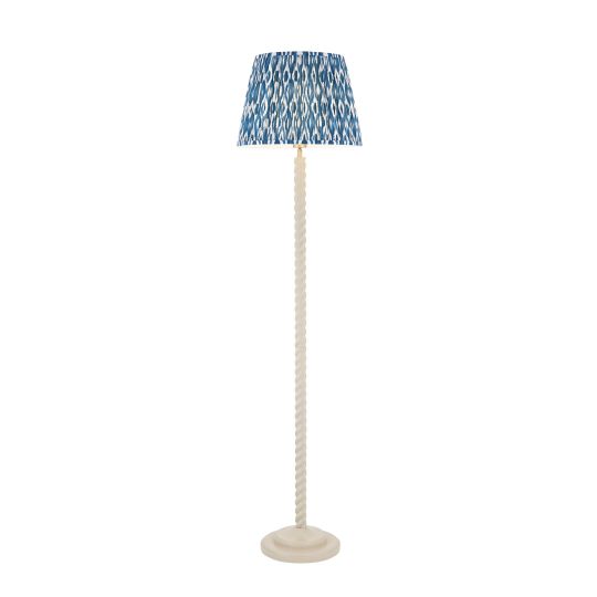 Endon Twist & Ikat 40cm Floor in Satin Almond White Paint & Marlin Blue Fabric