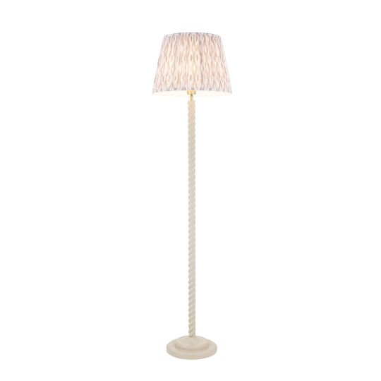 Endon Twist & Ikat 40cm Floor in Satin Almond White Paint & Neutral Print Fabric