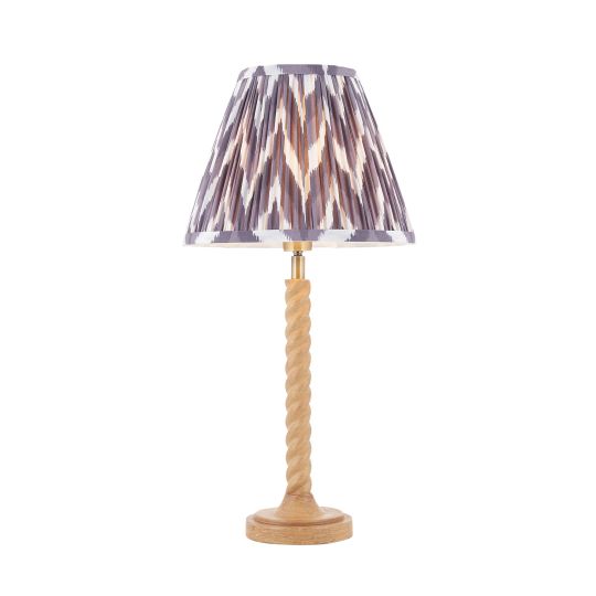 Endon Twist & Zigzag 25cm Table in Oak Effect Resin & Pearl Grey Fabric
