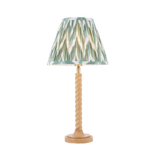 Endon Twist & Zigzag25cm Table in Oak Effect Resin & Cotswold Green Fabric