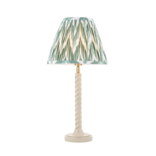 Endon Twist & Zigzag 25cm Table in Satin Almond White Paint & Cotswold Green Fabric