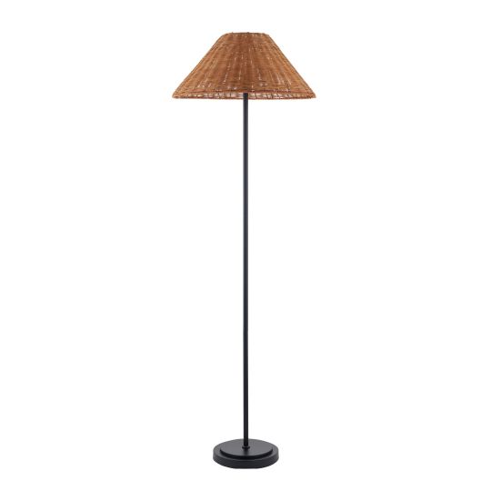 Endon Arlo & Rattan 52cm Floor in Matt Black & Dark Rattan
