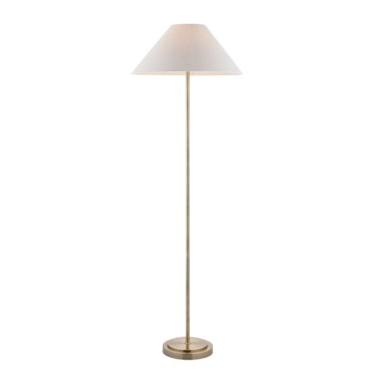 Endon Arlo & Avalon 52cm Floor in Antique Brass Plate & Natural Linen