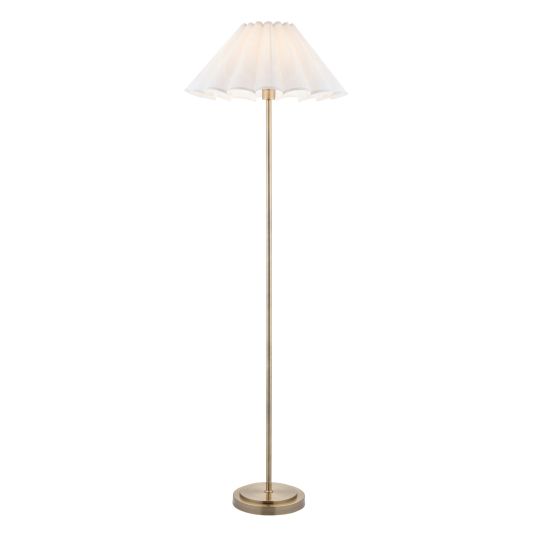 Endon Arlo & Ayla 53cm Floor in Antique Brass Plate & Vintage White Cotton