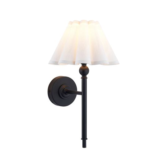 Endon Sylvie Wall in Matt Black & Vintage White Cotton