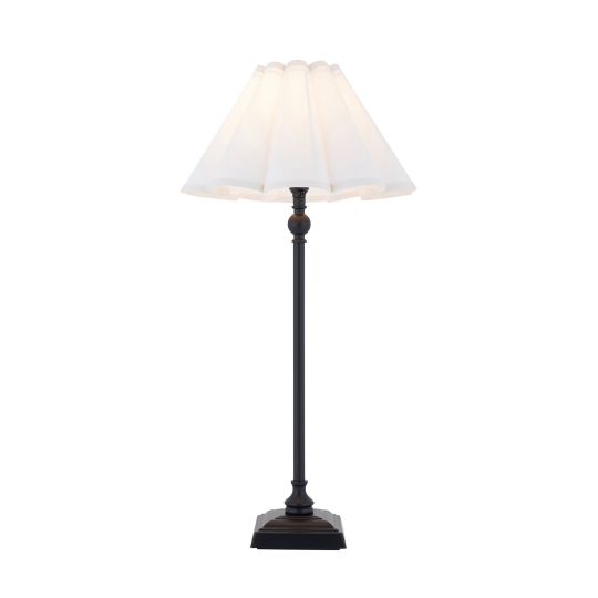 Endon Sylvie Table in Matt Black & Vintage White Cotton
