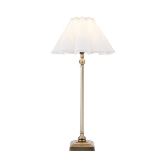 Endon Sylvie Table in Antique Brass Plate & Vintage White Cotton