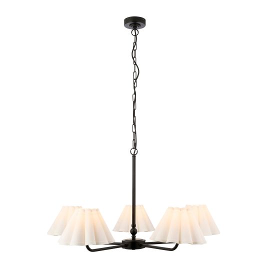Endon Sylvie 5lt Pendant in Matt Black & Vintage White Cotton