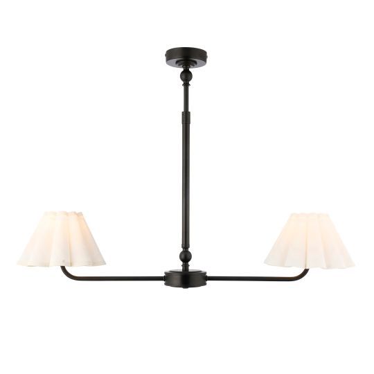 Endon Sylvie 2lt Linear Pendant in Matt Black & Vintage White Cotton