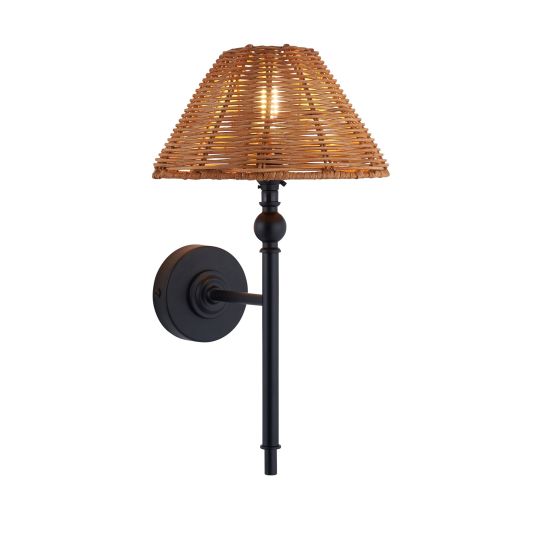 Endon Jericho Wall in Matt Black & Dark Rattan
