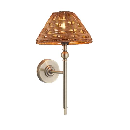 Endon Jericho Wall in Antique Brass Plate & Dark Rattan