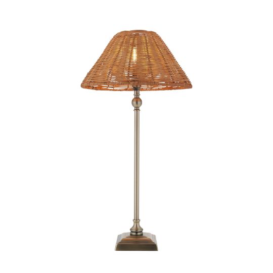 Endon Jericho Table in Antique Brass Plate & Dark Rattan