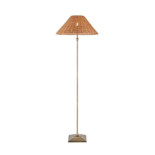 Endon Jericho Floor in Antique Brass Plate & Dark Rattan