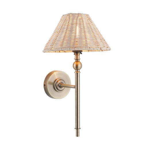 Endon Jericho Wall in Antique Brass Plate & Natural Rattan