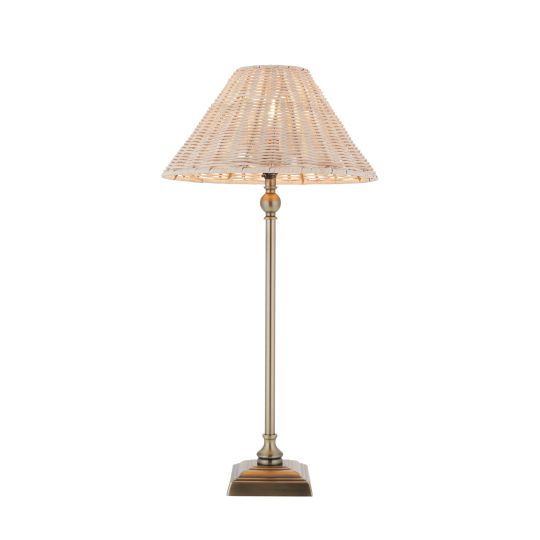 Endon Jericho Table in Antique Brass Plate & Natural Rattan