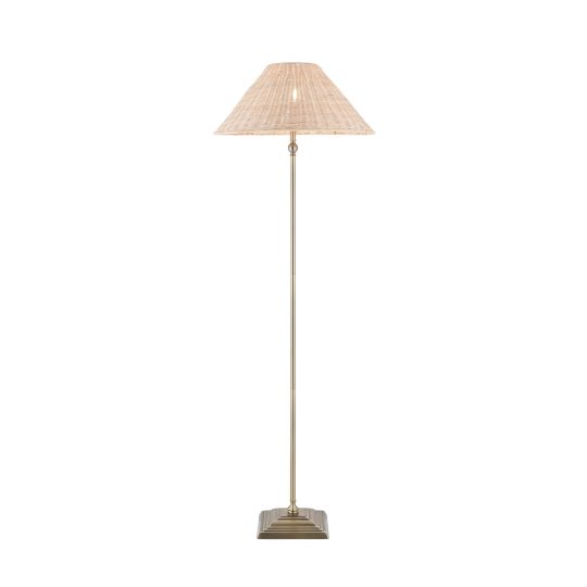 Endon Jericho Floor in Antique Brass Plate & Natural Rattan