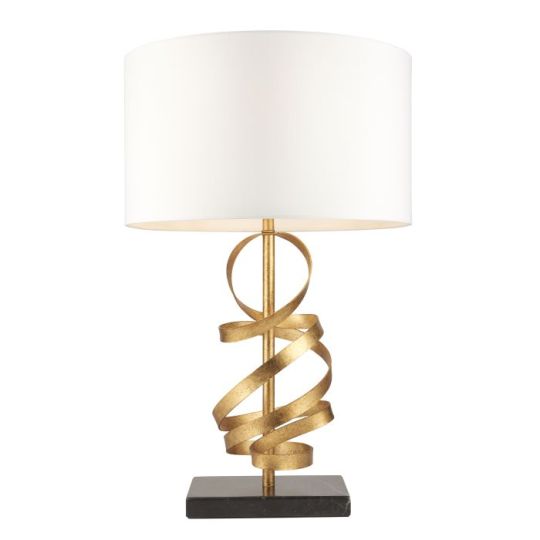 Blackstone Symphony 1 lt 595mm x 380mm shade dia Complete Table Light Finished In Gold Leaf With Ivory Cotton And Black Marble