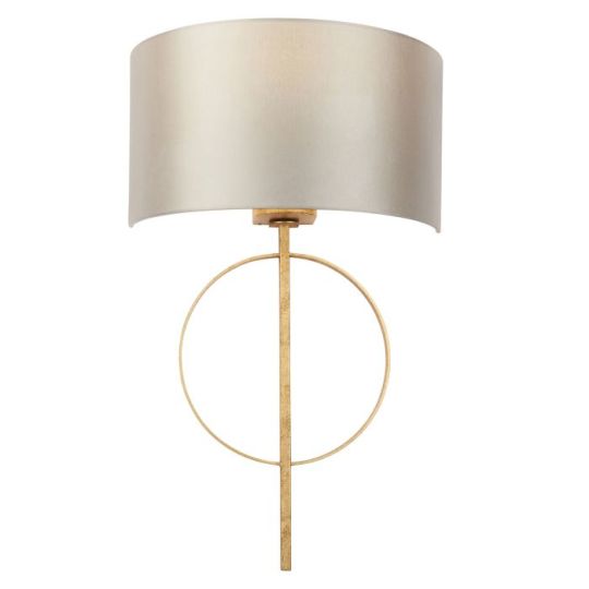 Blackstone Bastonique 1 lt 140mm x 520mm x 320mm Shade Wall Light Finished In Antique Gold Leaf & Mink Satin Fabric