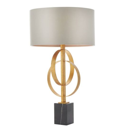 Blackstone Bastonique 1 lt 660mm x 380mm Base & Shade Table Light Finished In Antique Gold Leaf & Mink Satin Fabric