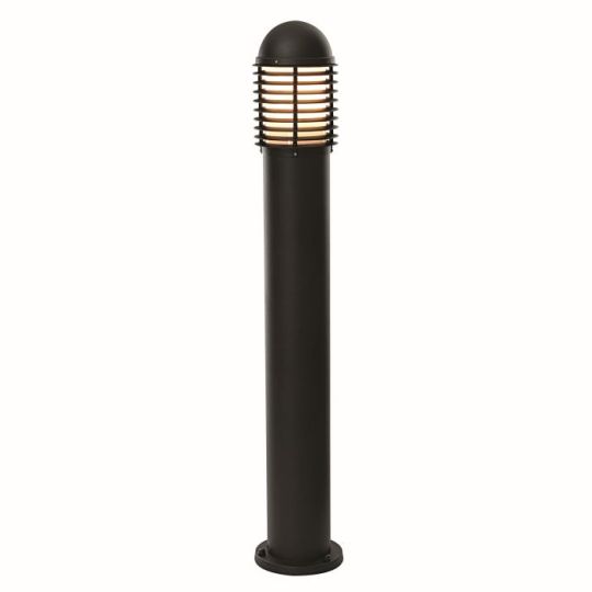 Saxby Louvre Bollard Ip44 60W in Matt Black Paint & Opal Pc