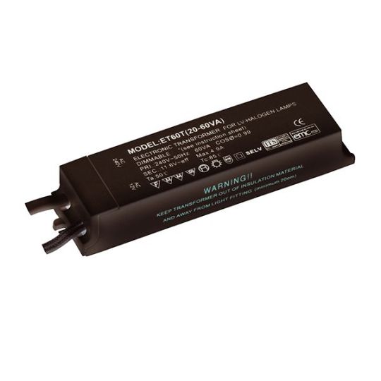 Saxby 12V Transformer 20W - 60W Dimmable in Black Pc