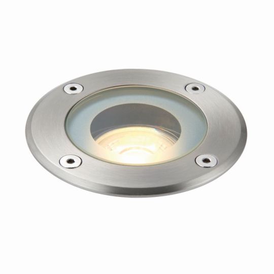 Saxby Pillar Round Ip65 50W in Polished Stainless Steel & Clear Glass