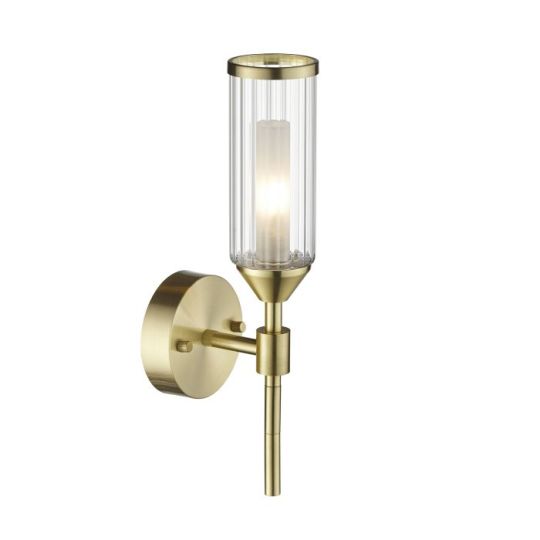 Blackstone Umbraflare 1 lt 114mm x 313mm x 90mm Metal Wall Light Finished In Satin Brass Plate With Clear & Frosted Glass