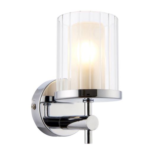 Britton Wall Light in Chrome Plate Finish with Clear & Frosted Glass Shade