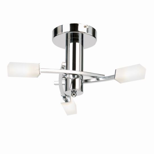 Havana 3 Light Semi Flush Light in Chrome Plate Finish & Frosted Glass Shade