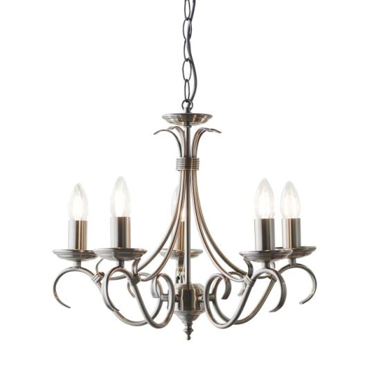 Endon Bernice 5lt Pendant in Antique Silver Effect Plate