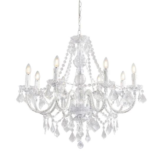Clarence 8 Light Pendant in Chrome Plate Finish & Clear Acrylic Shade
