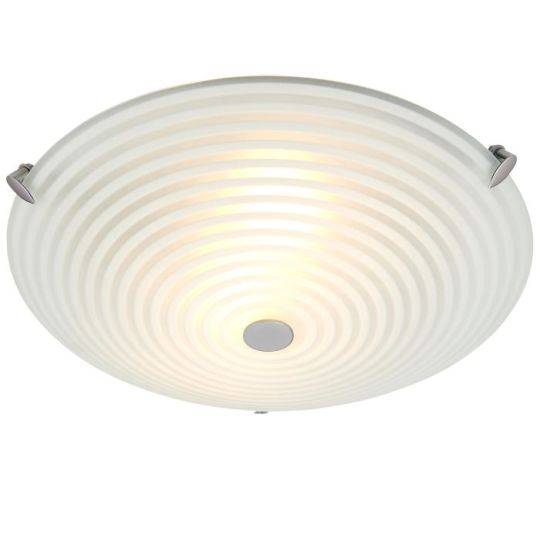 Roundel 2 Light Flush Light in Chrome Plate Finish & Frosted/Clear Glass Shade