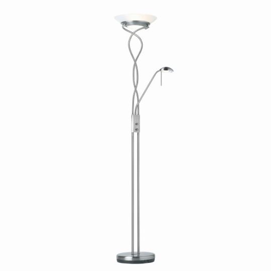 Endon Monaco 2lt Floor in Satin Chrome Plate & Frosted Glass
