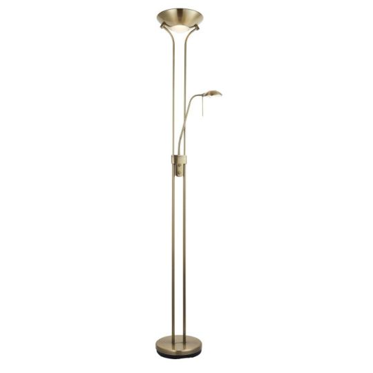 Endon Rome 2lt Floor in Antique Brass Plate & Opal Glass